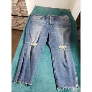 Torrid Jeans Size 24 Womens Blue Pants Ladies Fray Hem High Rise Straight NWT